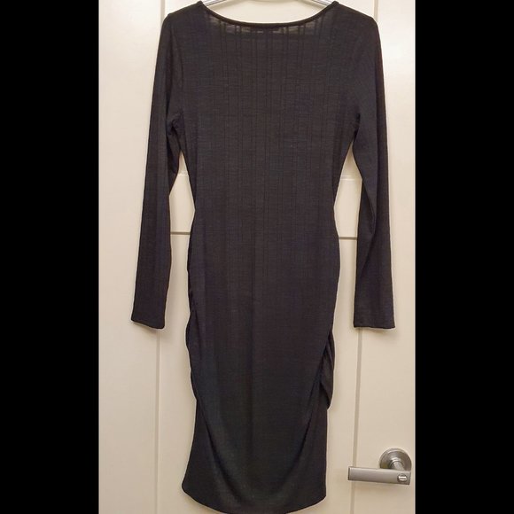 Bodycon wrap dress in charcoal with ruching - Picture 2 of 9